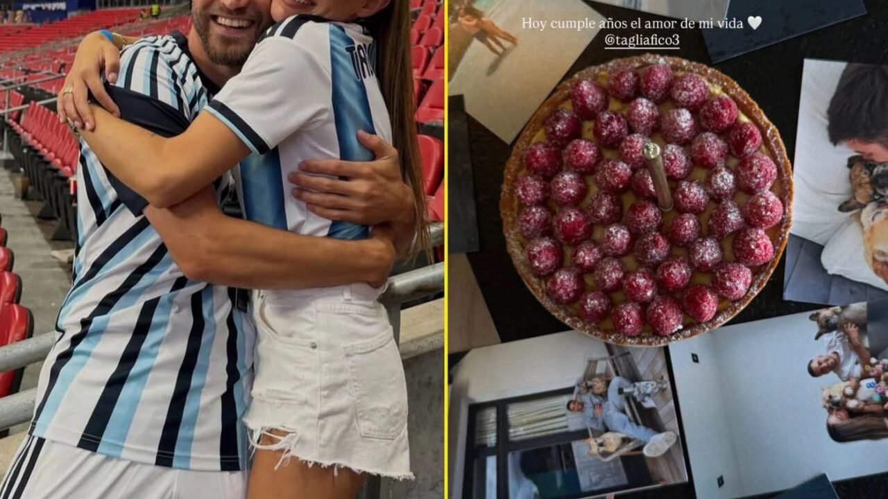 CARO CALVAGNI SORPRENDIÓ A NICOLÁS TAGLIAFICO POR SUS 34 AÑOS CON UN ROMÁNTICO DETALLE