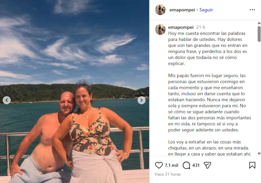 carta Ema Pompei conmovedora hija pareja fallecida Mendoza Ojalá