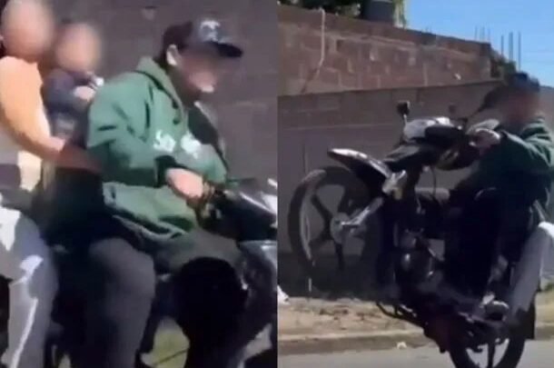 Indignación en Catamarca: una pareja hizo maniobras peligrosas en moto con un bebé en brazos