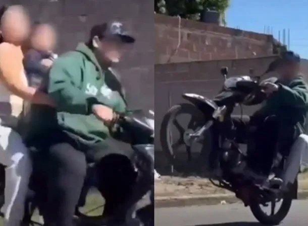 Indignación en Catamarca: una pareja hizo maniobras peligrosas en moto con un bebé en brazos