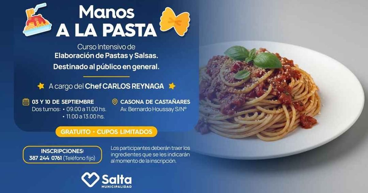 Llega Curso Intensivo aprender preparar Pastas