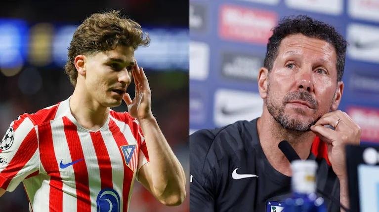 Diego Simeone reafirma la decisión del Atlético de no vender a Julián Álvarez