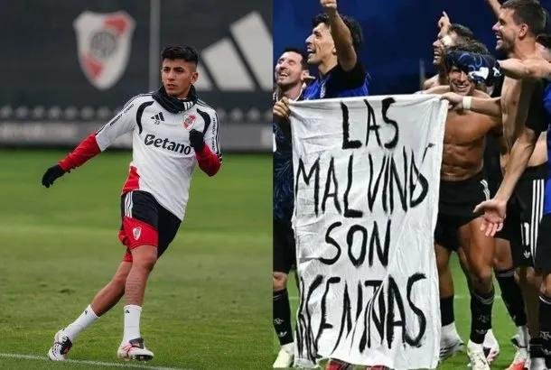 Thiago Almada reveló que sus amigos fueron los autores de la histórica bandera de Malvinas en el Mundial