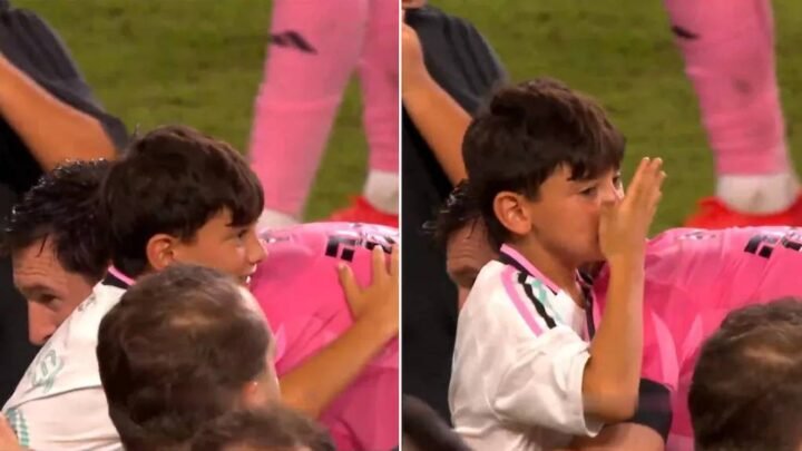 El divertido gesto de Ciro Messi tras oler a su papá que se volvió viral en los festejos del Inter Miami