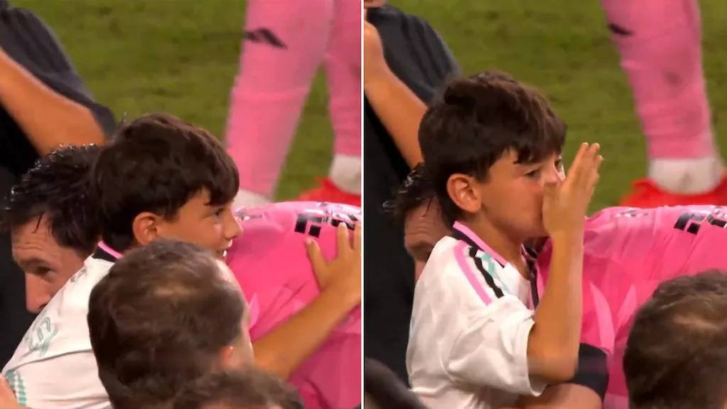 El divertido gesto de Ciro Messi tras oler a su papá que se volvió viral en los festejos del Inter Miami