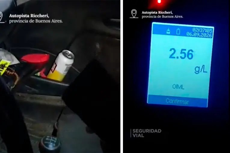 Iba tomando cerveza mientras manejaba por la Riccheri y dio 2,56 g/l en el test de alcoholemia