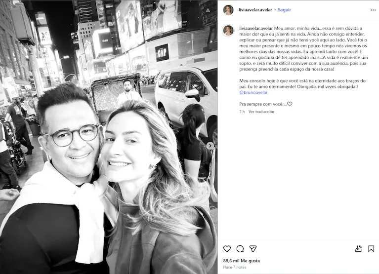 El desgarrador mensaje de despedida de la esposa de Bruno Avelar tras el trágico accidente aéreo