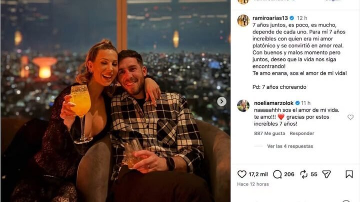 RAMIRO ARIAS Y NOELIA MARZOL CELEBRARON 7 AÑOS DE AMOR: “ERA MI AMOR PLATÓNICO”