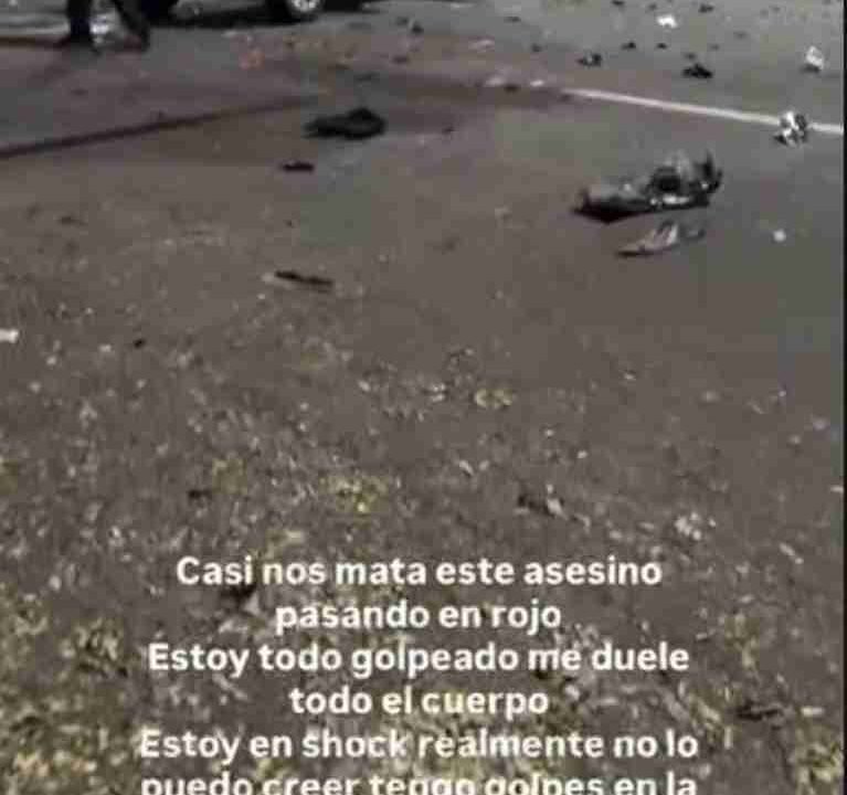 Tomás Holder sufrió un violento choque y denunció: “Casi nos mata este asesino”