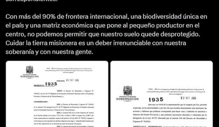 Hugo Passalacqua recurre a la Justicia para frenar la Ley de Tierras en Misiones