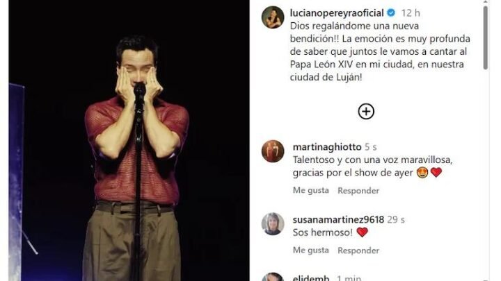 Luciano Pereyra rompió en llanto al anunciar que le cantará al Papa León en Luján: “Dios me regala una bendición”