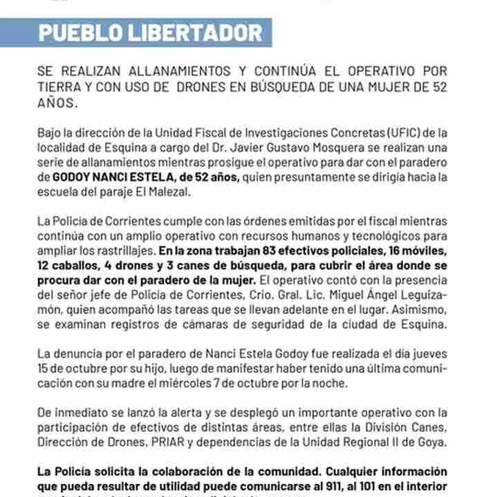 Nanci Estela Godoy Realizan allanamientos amplio operativo