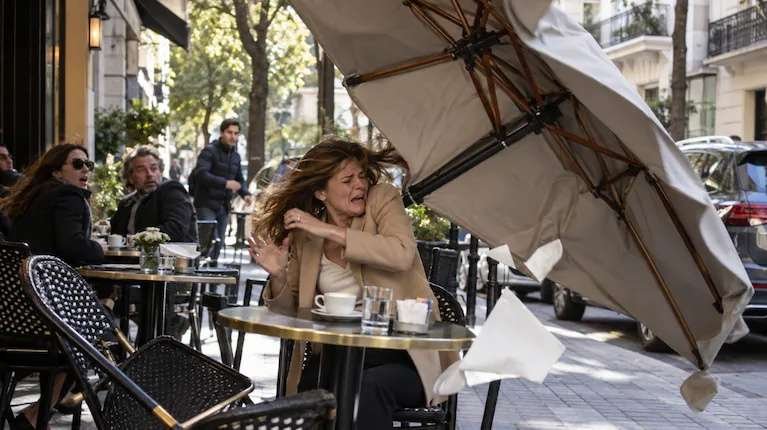 indemnización sombrilla Belgrano Tomaba café salió volando viento